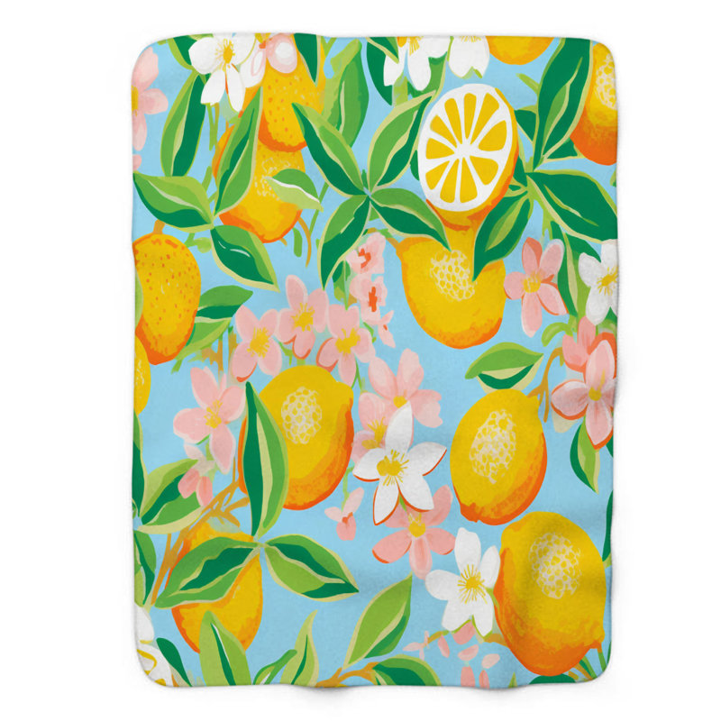 Motif de balise maritime - 1 pièce Sherpa Premium, L 50 po x L 60 po, Motifs de limonade élégants
