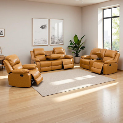 3-Piece Manual Reclining Living Room Sofa Set