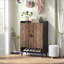 Armoire à chaussures 29,6 pouces en bois brun rustique avec portes, range-chaussures à 7 niveaux