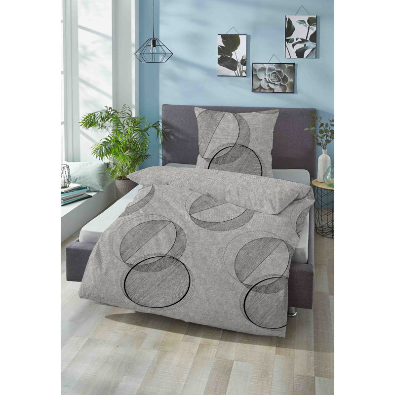Flannel 30 TC Duvet Cover Set, 155 x 220 cm, Storm Grey