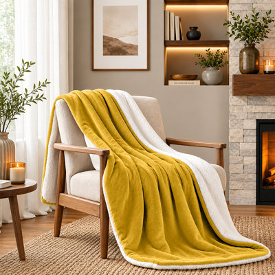 Sherpa Fleece Fur Thick Reversible Blanket Throw