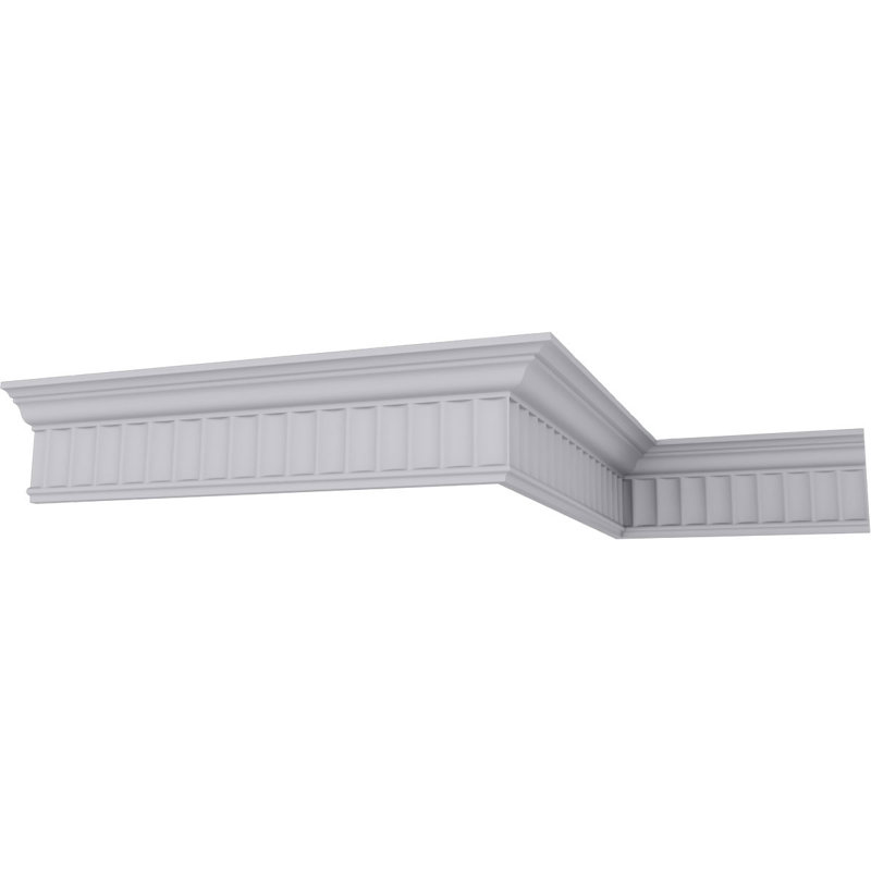 Primed White Polyurethane Geometric Crown Moulding Sample