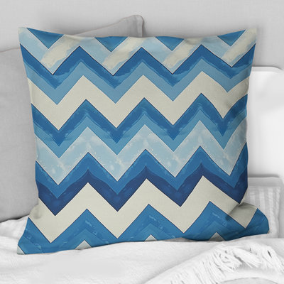 Blue Beige Chevron Patterns - Modern Throw Pillow