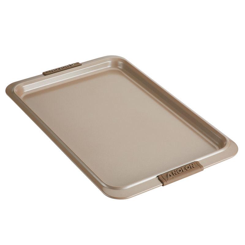 Anolon Advanced Bakeware Nonstick Cookie Pan / Sheet, 10 Inch x 15 Inch, with Silicone Grips, 15" x 10", Bronze