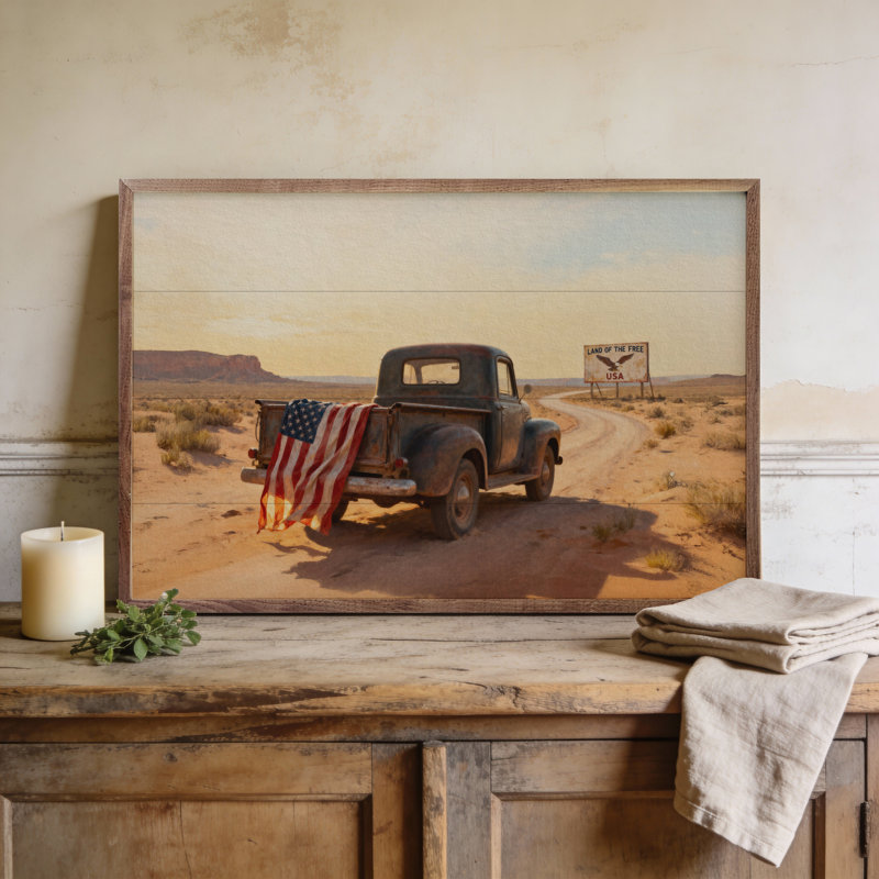 Imprimé Americana Desert Truck, H 5 po x l 8 po