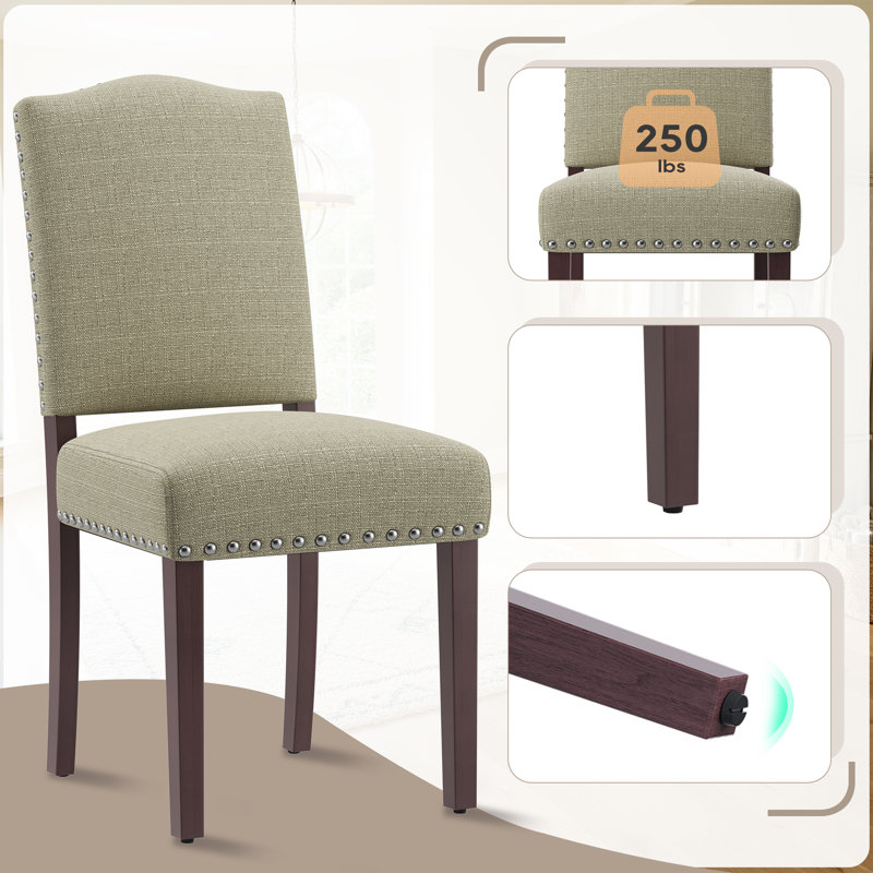 Upholstered Parsons Dining Chairs, Linen Side Chair, Camel