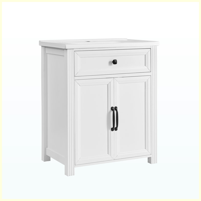 Meuble de salle de bain autoportant blanc de 70,6 cm (27,8 po), meuble de rangement compact pour l'organisation de la salle de bain