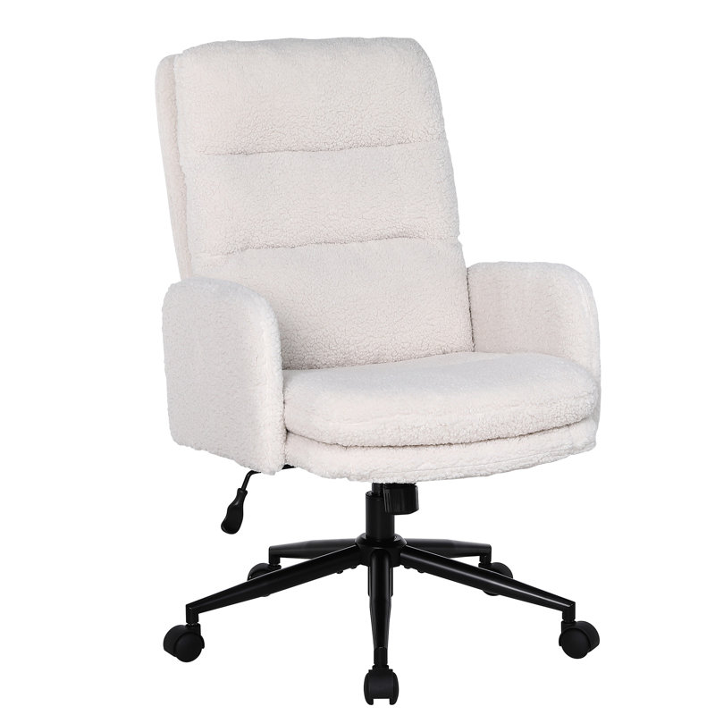 Suleimn Height-Adjustable Office Chair Task Chair With Padded Arms, Beige
