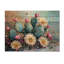 Beauté de cactus jaune-vert - impression de bois de cactus floral - sur bois de pin naturel-1140397801