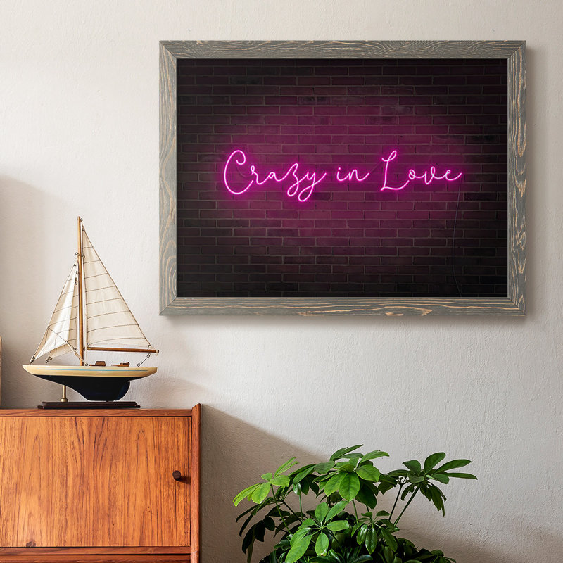 «Neon Love II», art textuel sur toile, Gris, H 18 po x l 26 po x P 1,5 po