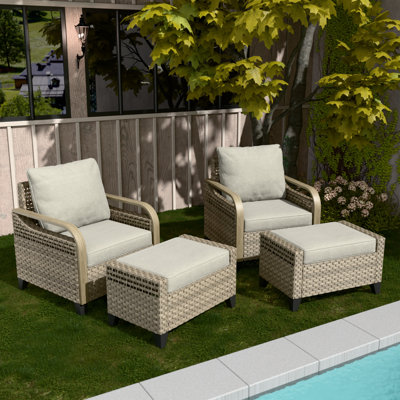 Kanisha Wicker 2 - Person Patio Conversation Set with Cushions