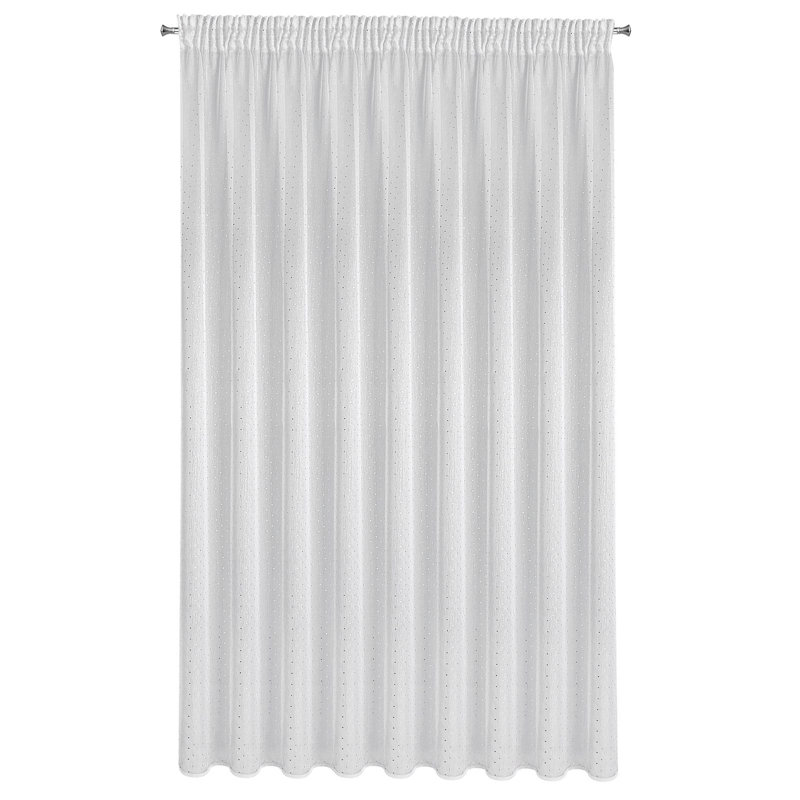 Kaidyn Sheer Curtain Single Panel, 250cm H x 300cm W, White/Silver