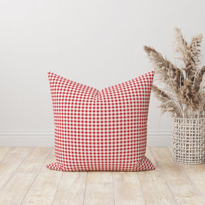 Red and white gingham pillow cover