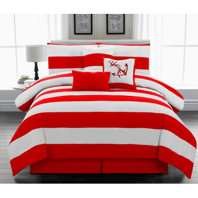 Nautical Baffle Box Stitch Striped Comforter