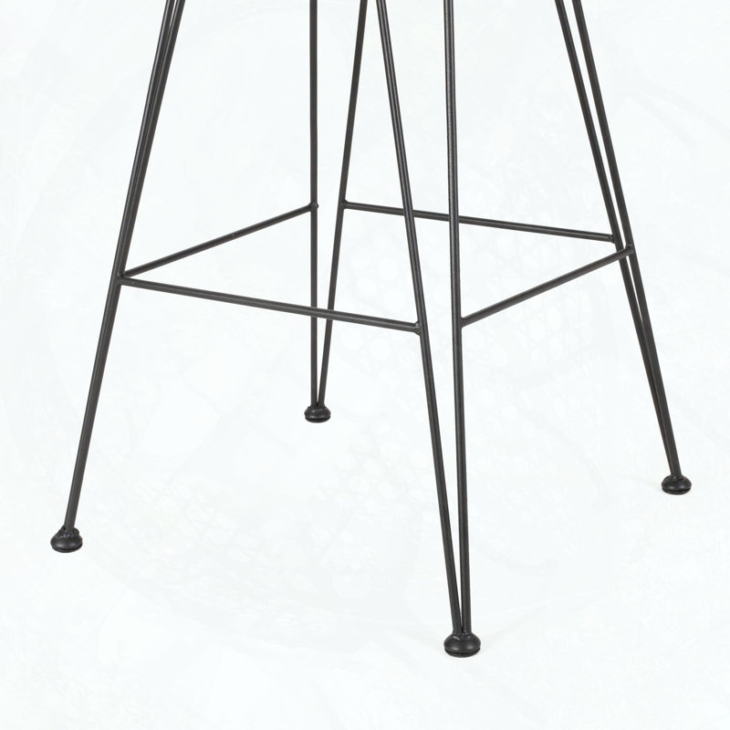 Tabourets de bar d'extérieur en osier avec coussins, ensemble de 2 - Structure en fer durable et tissu résistant à l'eau