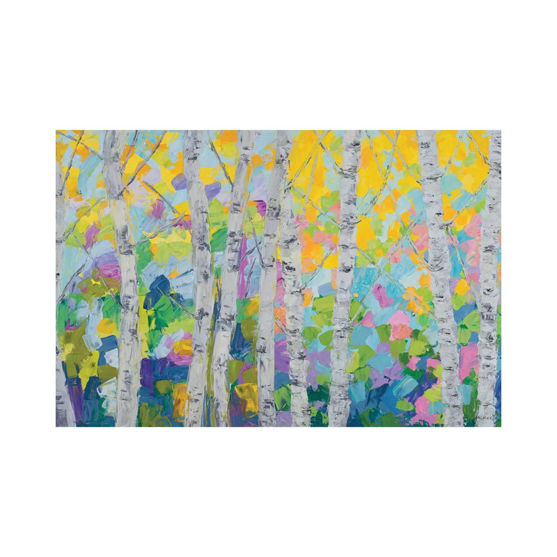 «Dancing Birch Tree» par Ann Marie Coolick - peinture sur toile tendue, H 18 po x l 26 po x P 1,5 po