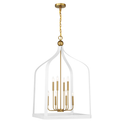 Luminaire suspendu 8 lumières Savoy House Sheffield en noir mat avec accents laiton chaud