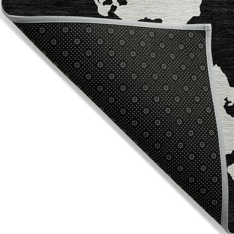 Tapis intérieur lavable abstrait noir 5 pi x 8 pi