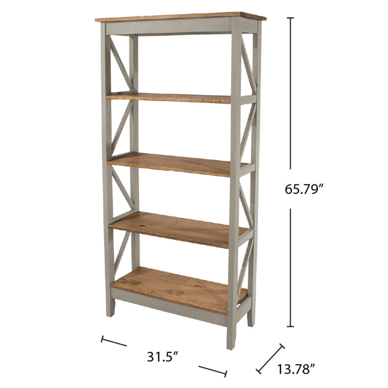 Louissaint 31.50'' W Solid Wood Shelving Unit, Gray
