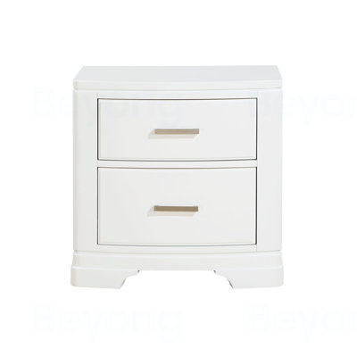 Table de chevet blanche au design épuré avec deux tiroirs de rangement