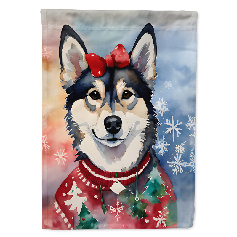 Drapeau de Noël Alaska Klee Kai, H 15,5 po x l 11,25 po
