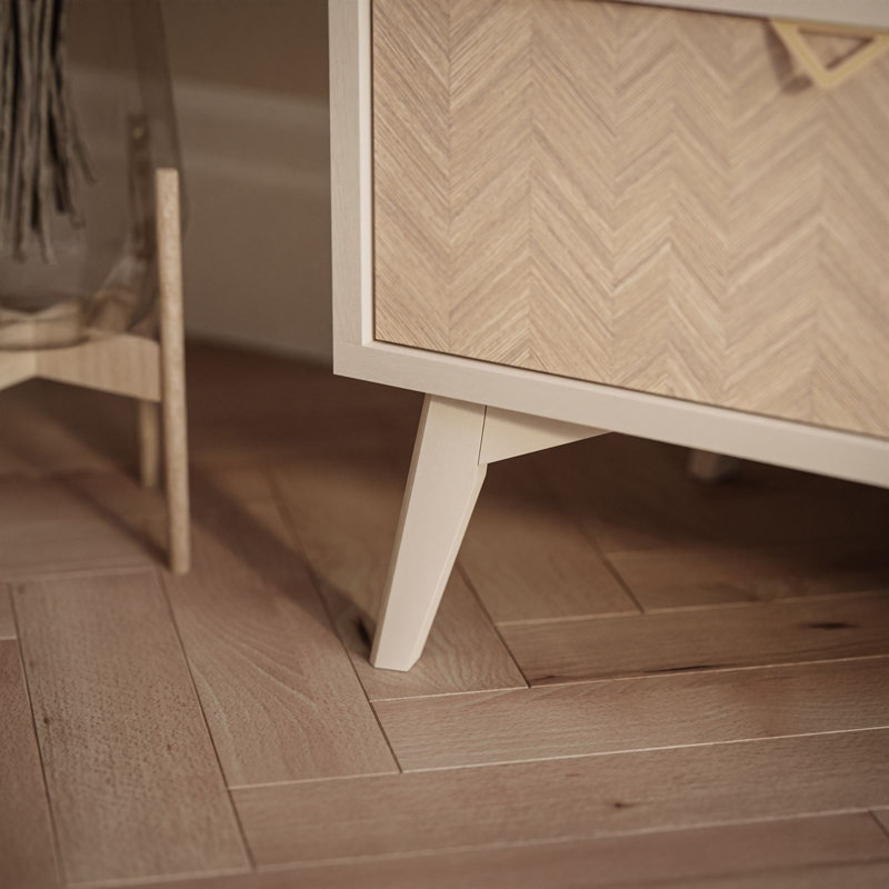 Creg 106cm W 3 - Drawer Chest of Drawers, Sand Beige/Herringbone Scandi Pattern