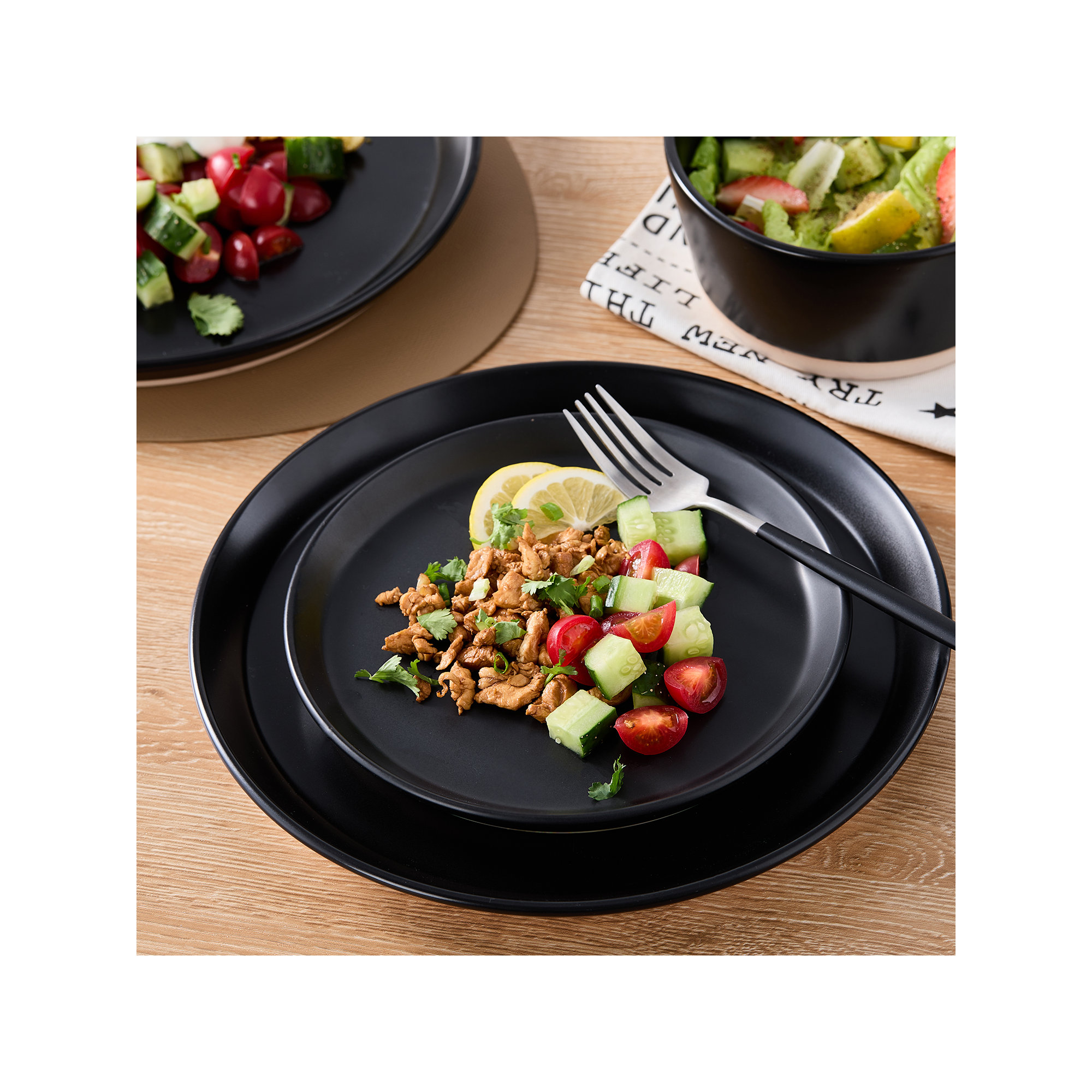 Stone Lain Jules 16-Piece Dinnerware Set Stoneware, Black