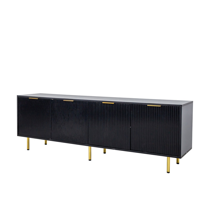 Commode moderne pour téléviseur 80 po noir chaud, salon et chambre à coucher fascinant, quatre, exposition facile à nettoyer, teinte de 80 po, chambre et chambre à coucher, 4 tiroirs, surface