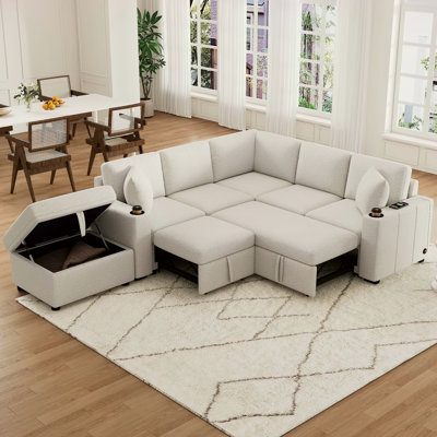 Canapé-lit modulaire convertible en L 84,7 po