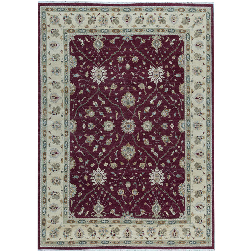 Tapis rouge et crème noué à la main de haute qualité