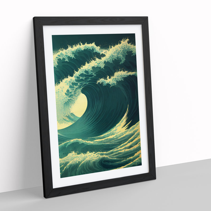 XV1022-3068X Ocean Wave No.4 - Single Picture Frame Print, Black, 64cm H x 46cm W