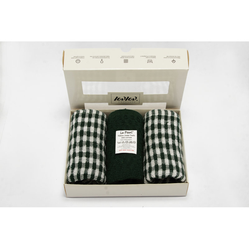 Cotton Jacquard Tea Towel Kitchen Towel, Forest Green