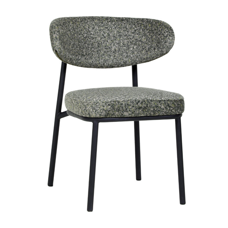48cm H Polyester Blend Upholstered Metal Side Chair, Grey/Green
