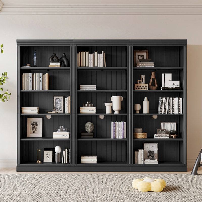 Suite bibliothèque avec bande lumineuse, ensemble de bibliothèque décorative à 5 niveaux avec tablettes réglables, ensemble de tablettes de rangement autoportantes