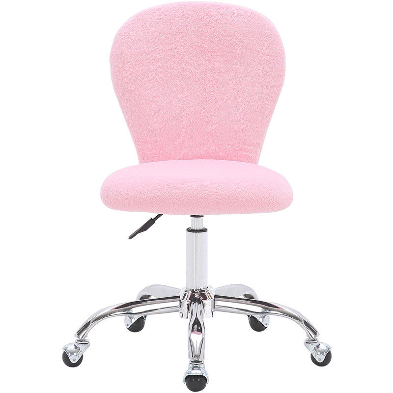 Chaise de bureau en fausse fourrure pour enfants, Rose