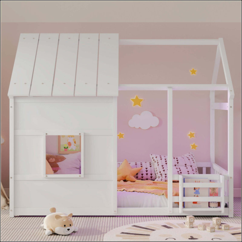 Lit maison avec lumière DEL 7 couleurs, Blanc