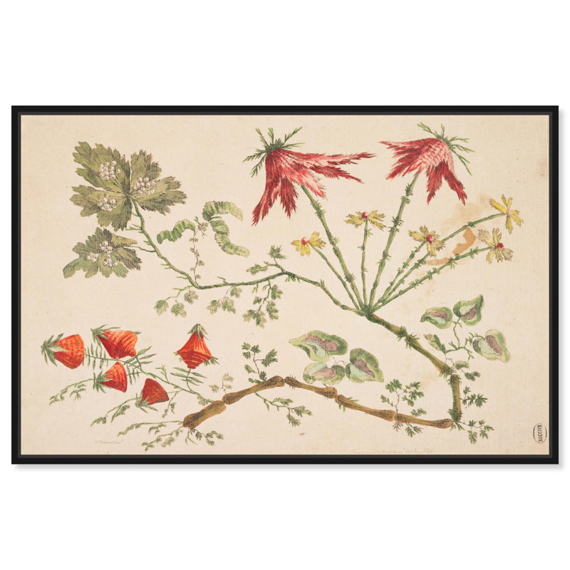 Chinoiserie sur toile, nature morte classique par Art Remedy, H 11 po x l 16 po, Cadre flottant noir