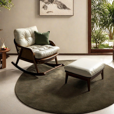 Chaise berçante simple en similicuir de salon