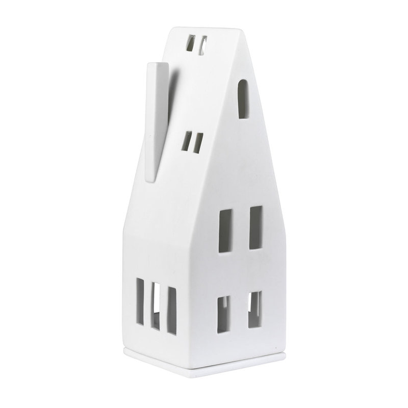 Porcelain Village House - Pointed Roof, 7.9" H x 3" W x 2.8" D
