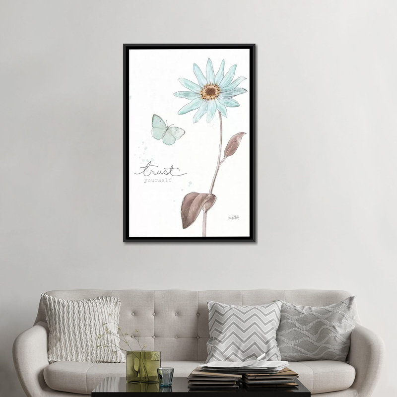« bits of blue iii », reproduction sur toile tendue, H 26 po x l 18 po x P 1,5 po, Toile avec cadre noir, Pas de tapis