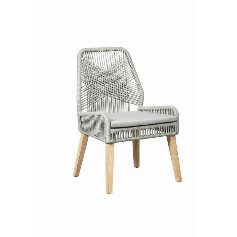 Chaskel Upholstered Mahogany Side Chair, Gray