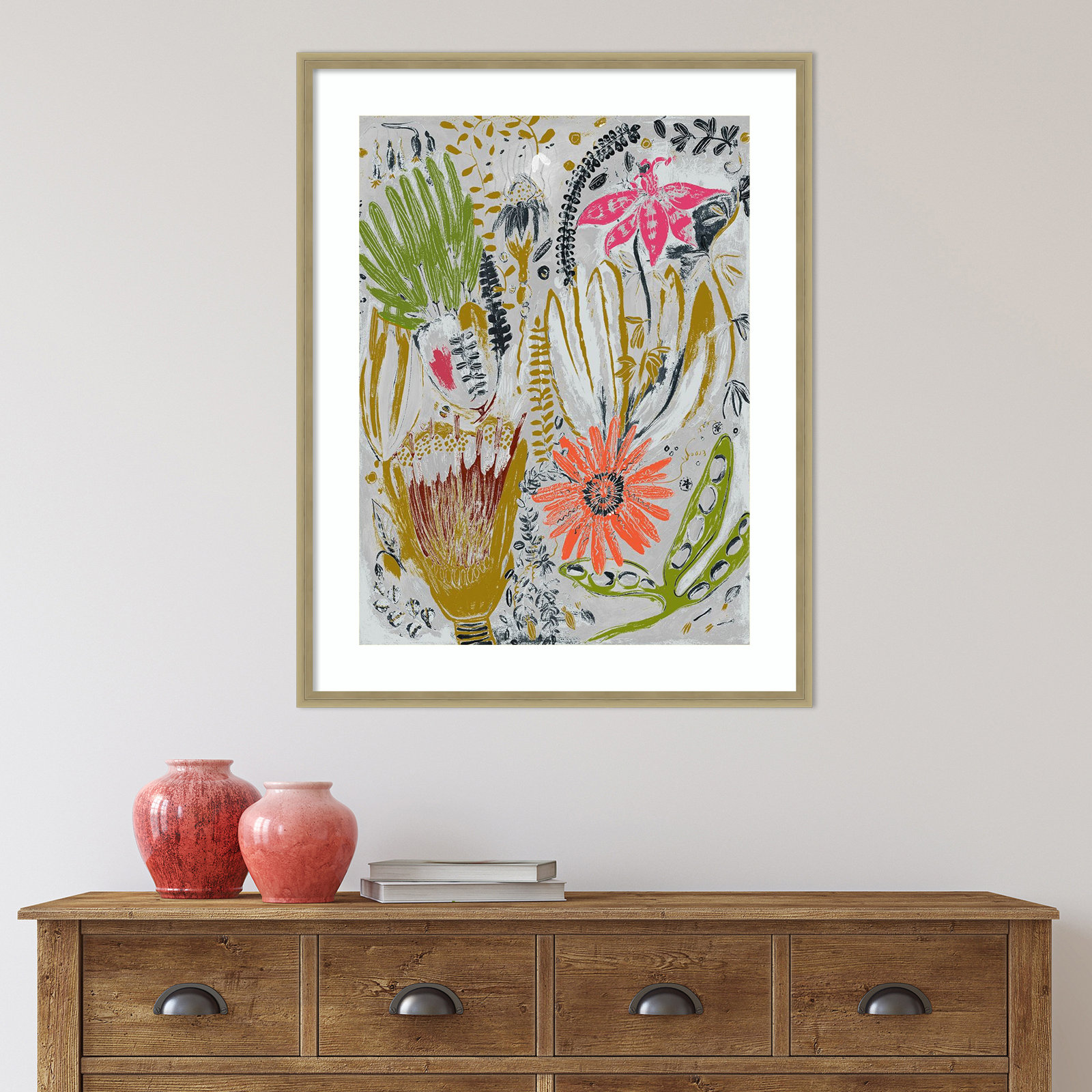 Tropical Blooms by Maya Woods, Brown, 26" W x 33" H