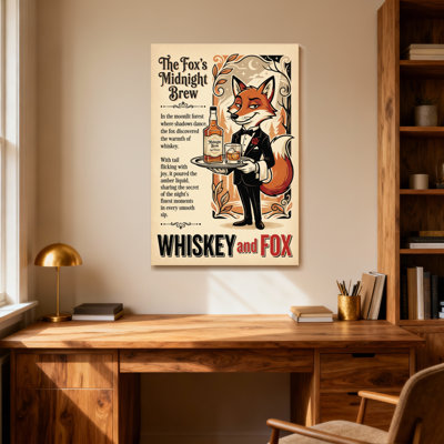 Fashion Fox In Tuxedo Holding Whiskey Tray