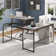 Khairi 60'' L-Shaped Lift Top Desk with Storage Cabinet, Executive Desk with Open Compartments and Adjustable shelfs
