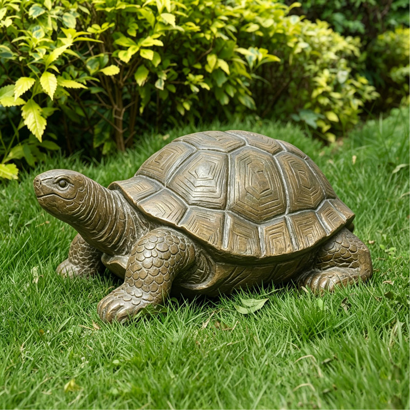 Figurine de tortue réaliste de 30,51 po de long, statue de tortue en résine haute de 11,22 po, grande sculpture de jardin d'extérieur pour décoration naturelle et thématique