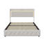 UK & EU Velvet Storage Bed With Drawers & LED Headboard, Upholstered Bed Frame With USB-C Port,Beige-511504199