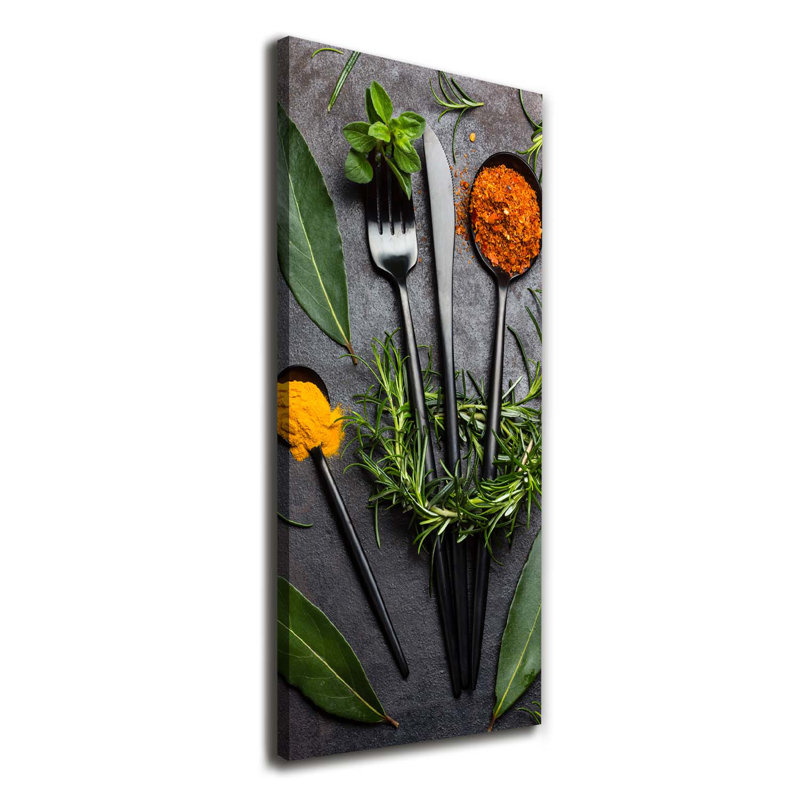 Cutlery And Spices - Wrapped Canvas Print