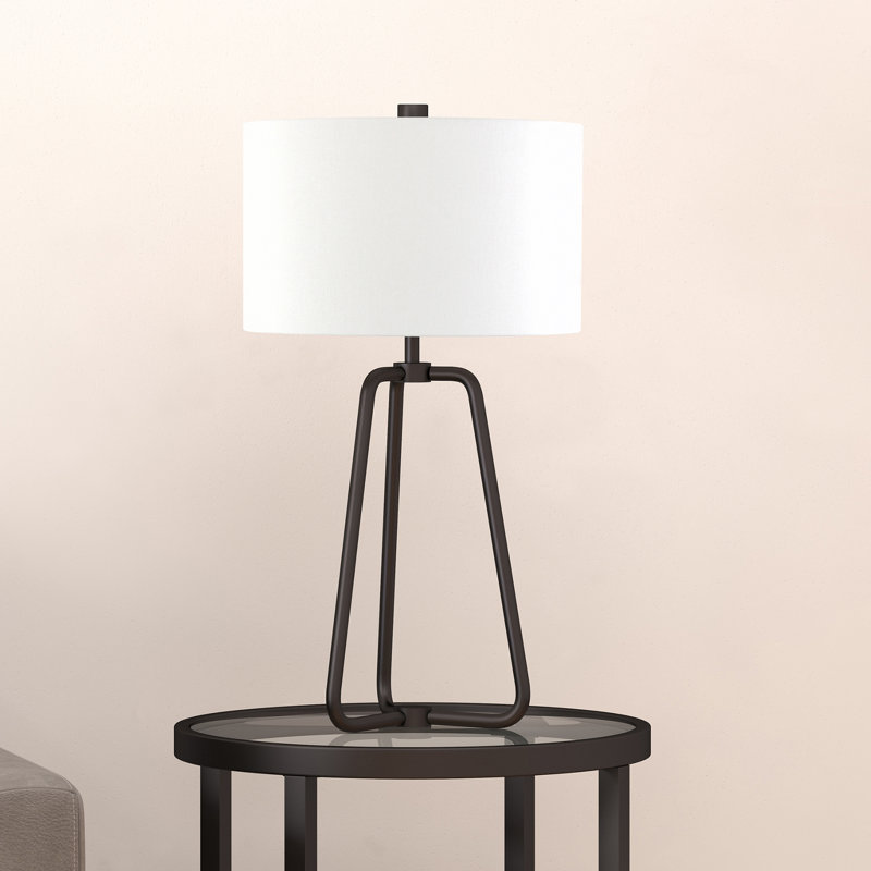 Lampe de table haute de 25,5 po avec abat-jour en tissu Gio, Bronze noirci