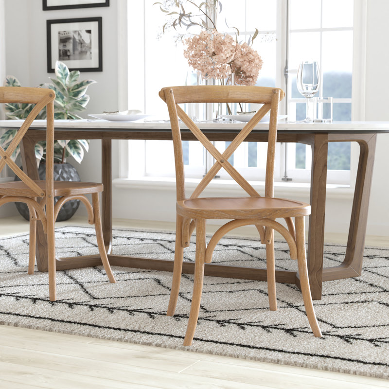 Arquit Stackable Cross-Back Wooden Bistro Chair, Medium Brown, 1