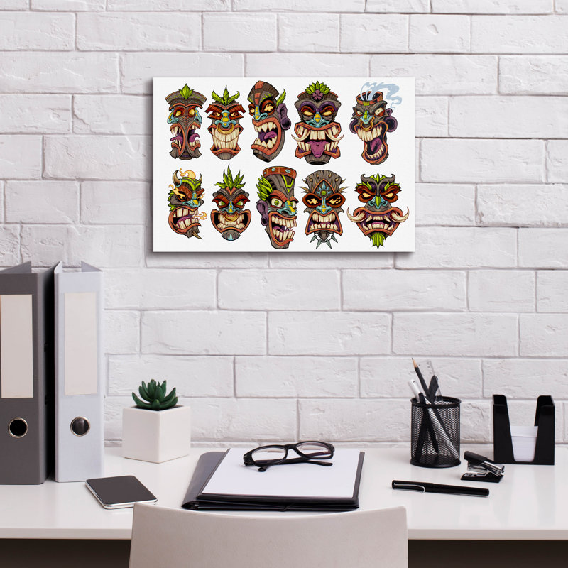 Baford " Tiki Heads Flat ", 12" H x 18" W x 0.75" D